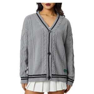 Taylor Swift Folklore Style Cardigan – Gray w/ Green Stars – Fan Knit – Size XL